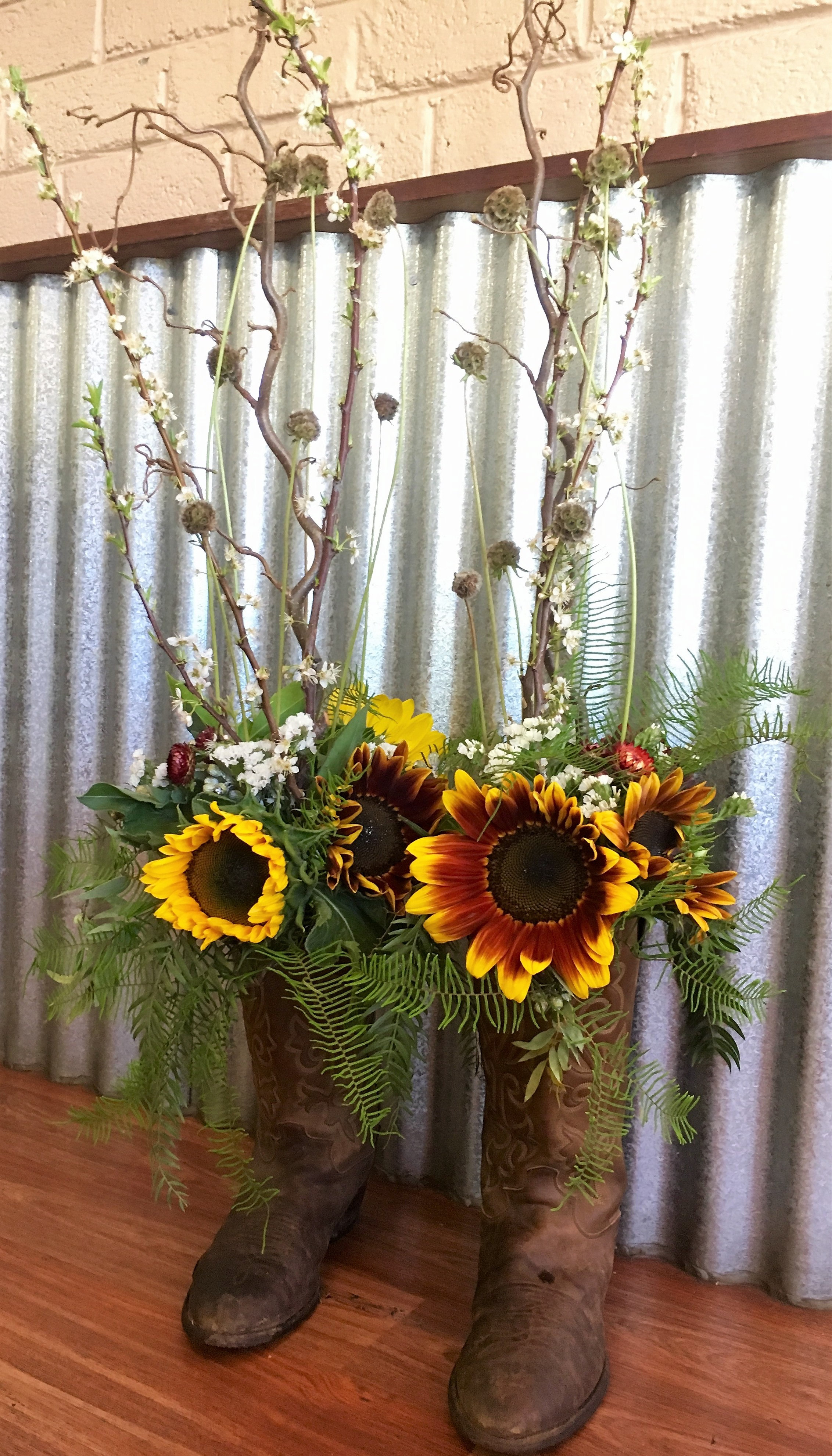 Floral arrangement in rustic style with native Australian flowers